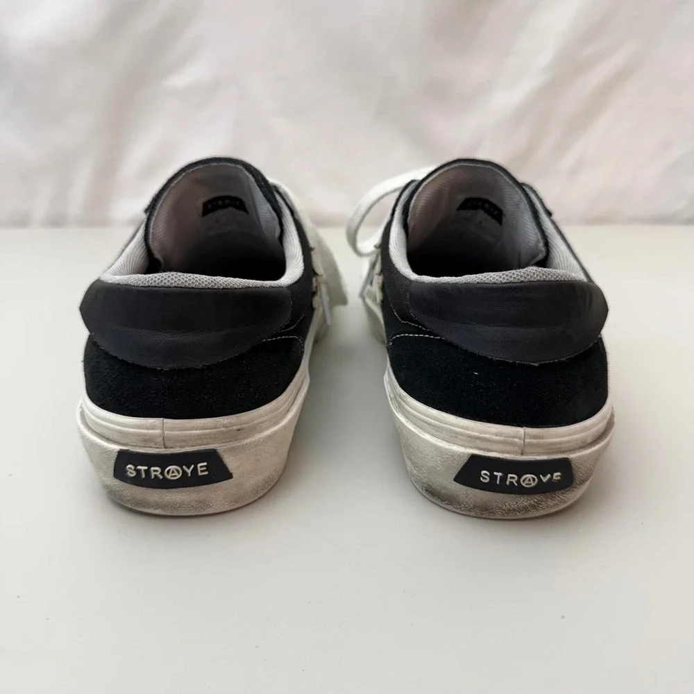 STRAYE Logan black flame sneakers with white flame graphic 9.5 men 11 women's